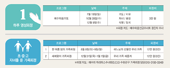 수원교구 영성관, 가족피정·하루 영성피정 등 하반기 일정 시작